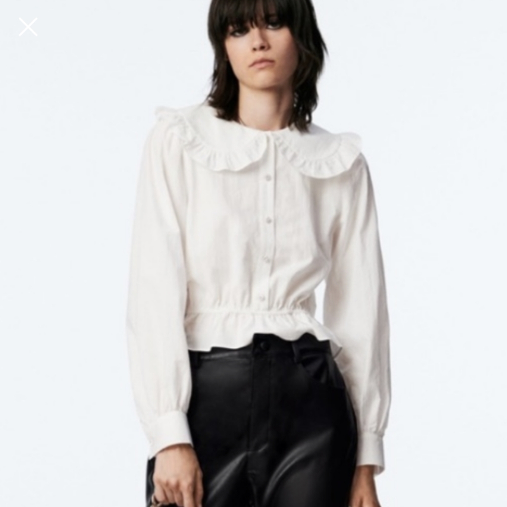 Zara Jewel Button Cotton Blouse